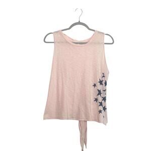 Sundry Star Print Crossover Tie Back Tank Top Size 2/Medium Pink Boho Festival